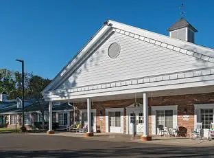 Exterior of the building at American House Livonia, a senior living community in Livonia, Michigan